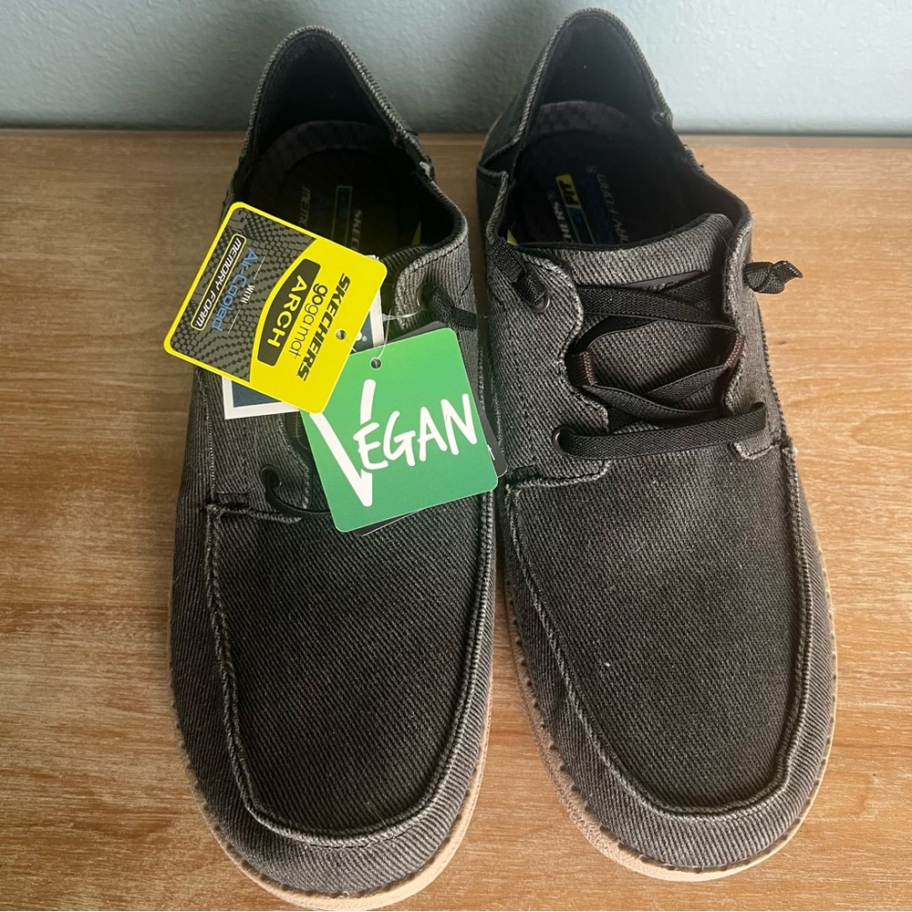 Skechers Men's Vegan Boat Shoes - Black Slip on (10.5)